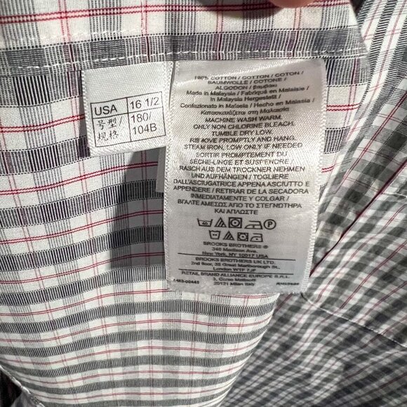 Brooks Brothers Men's All Cotton Button Down Plaid Shirt Size 16 1/2-34/35 - Picture 9 of 9